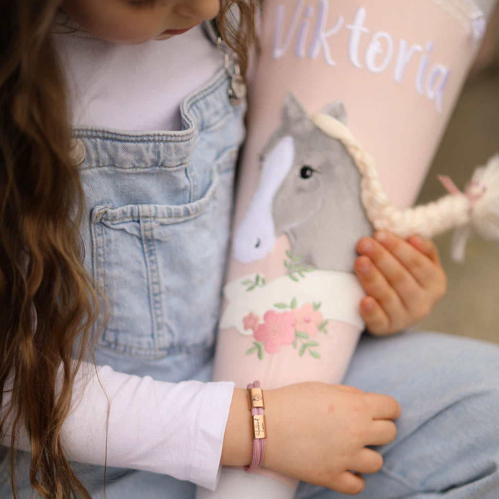 Segeltauarmband Schulkind mit Wunschgravur