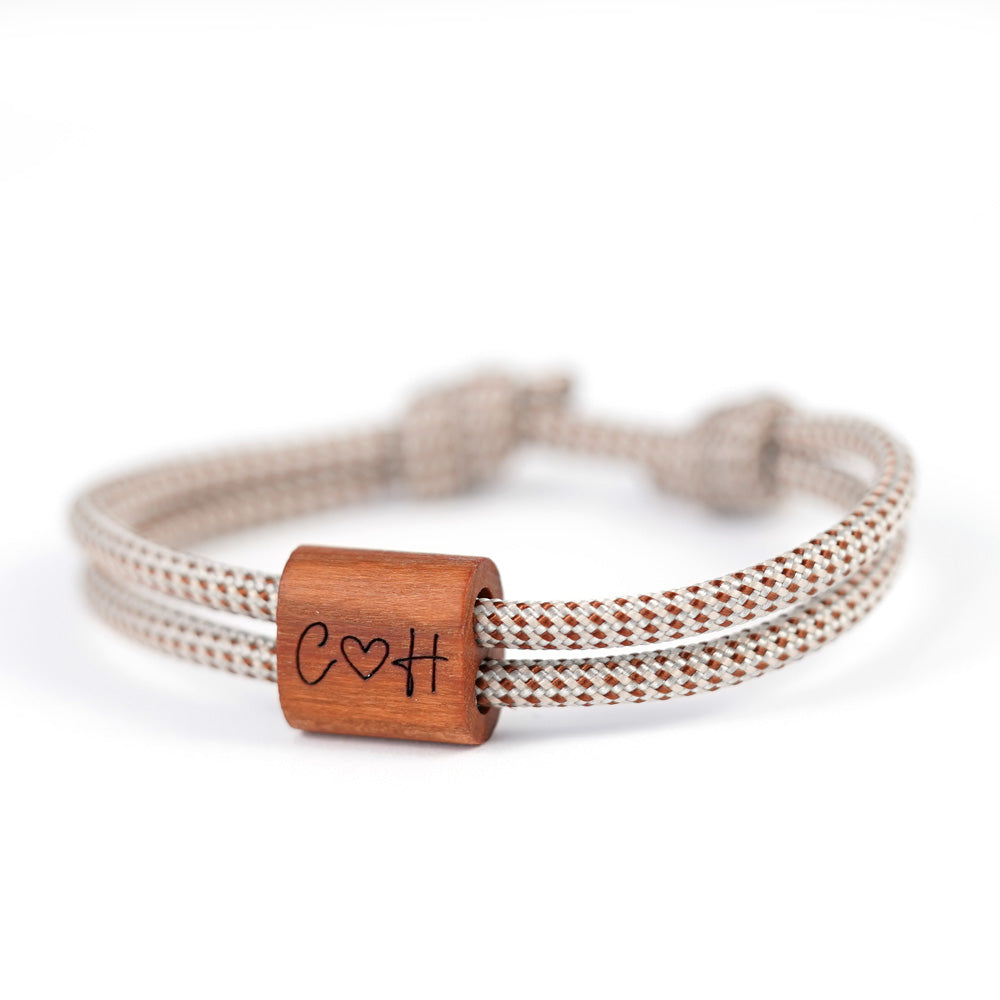 myjori Holz Segeltau Armband mit Initialien & Symbol