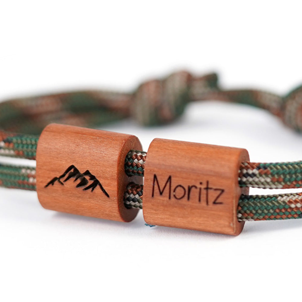 myjori personalisiertes Holz Berg Segeltauarmband