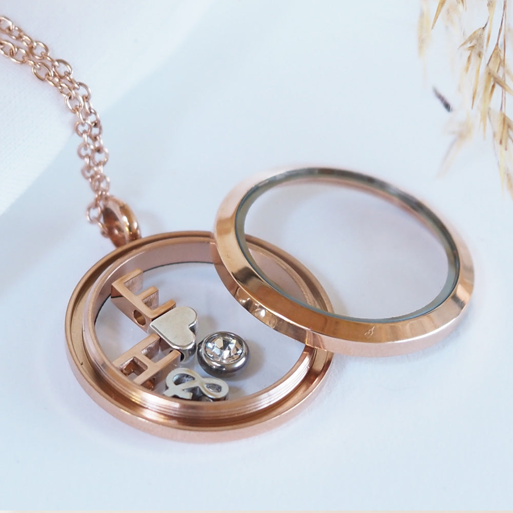 Personalisierte Medaillonkette Rosegold