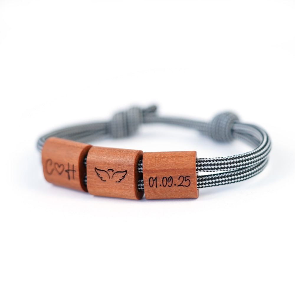 myjori Holz Segeltau Armband für Männer mit Wunschgravur