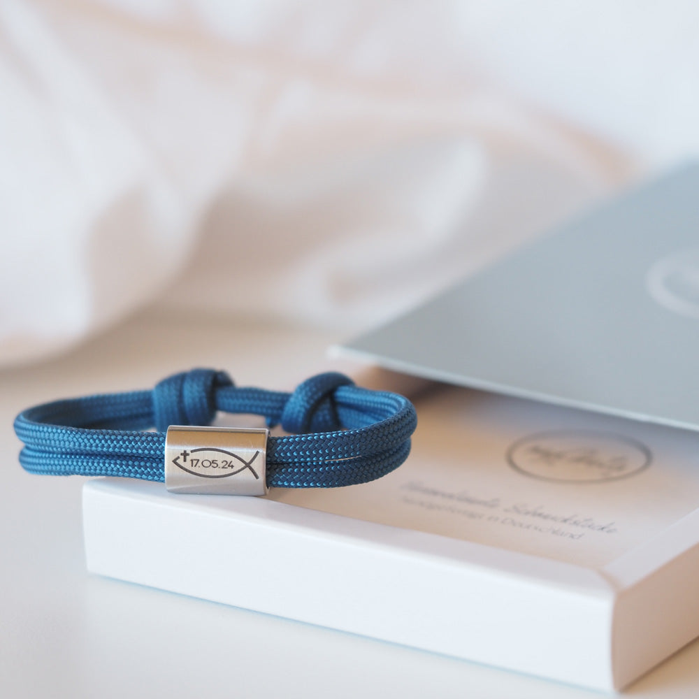 Segeltau Armband Fisch mit personalisierter Gravur