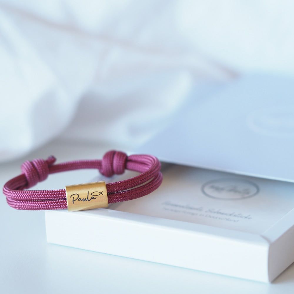 Segeltau Armband mit Namen und Fisch