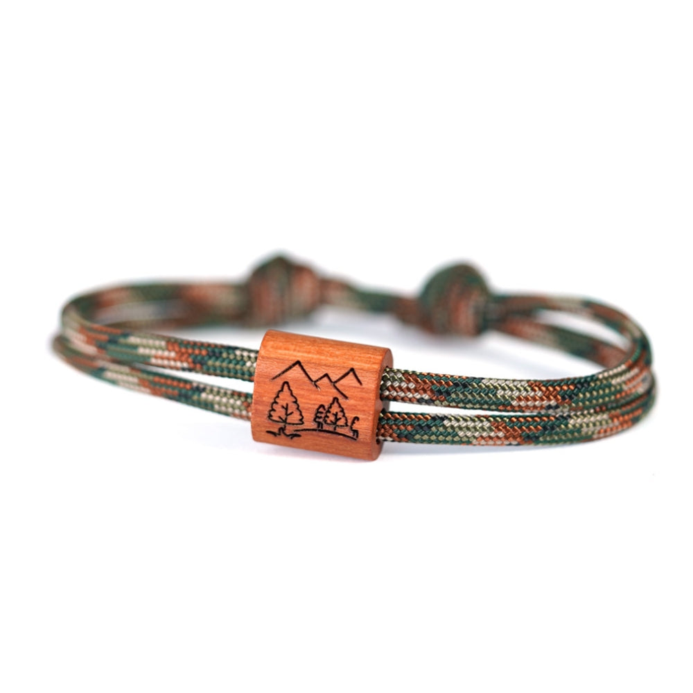 myjori Segeltau Holz Armband mit Berglandschaft Gravur