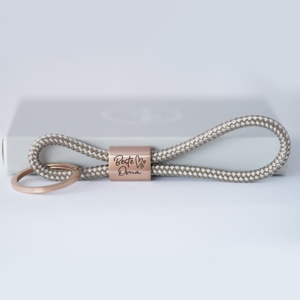 Hochwertiger Segeltau-Schlüsselanhänger mit Gravur – Perfektes Weihnachtsgeschenk für Oma