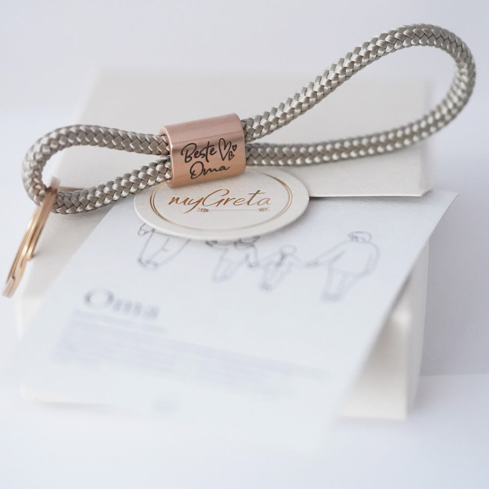 Hochwertiger Segeltau-Schlüsselanhänger mit Gravur – Perfektes Weihnachtsgeschenk für Oma