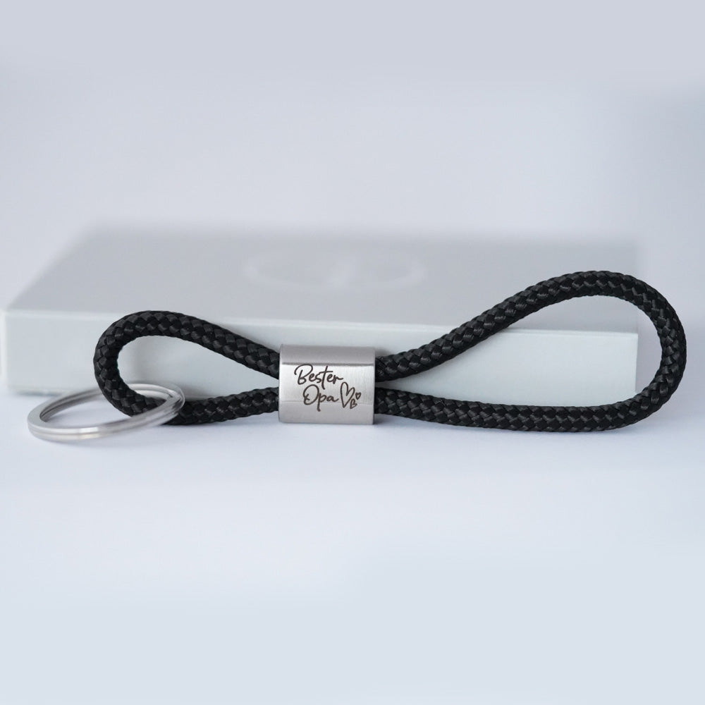 Hochwertiger Segeltau-Schlüsselanhänger mit Gravur – Perfektes Weihnachtsgeschenk für Opa