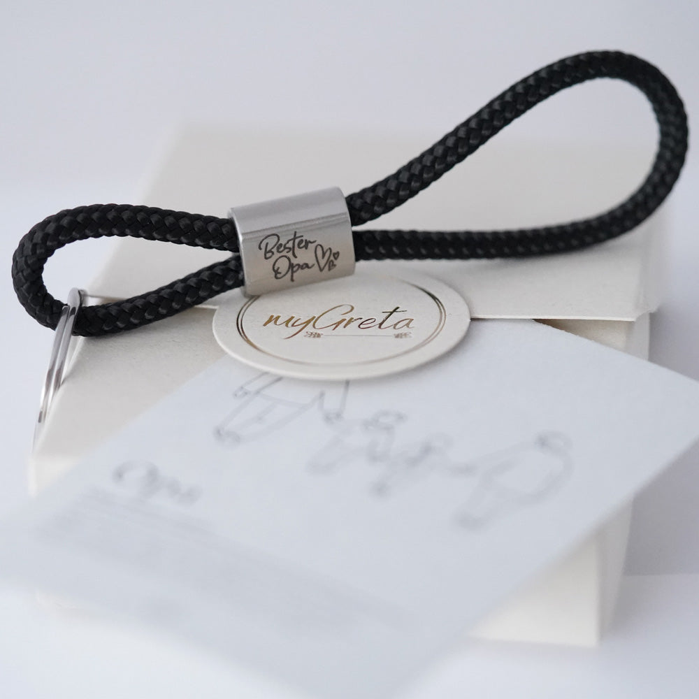 Hochwertiger Segeltau-Schlüsselanhänger mit Gravur – Perfektes Weihnachtsgeschenk für Opa