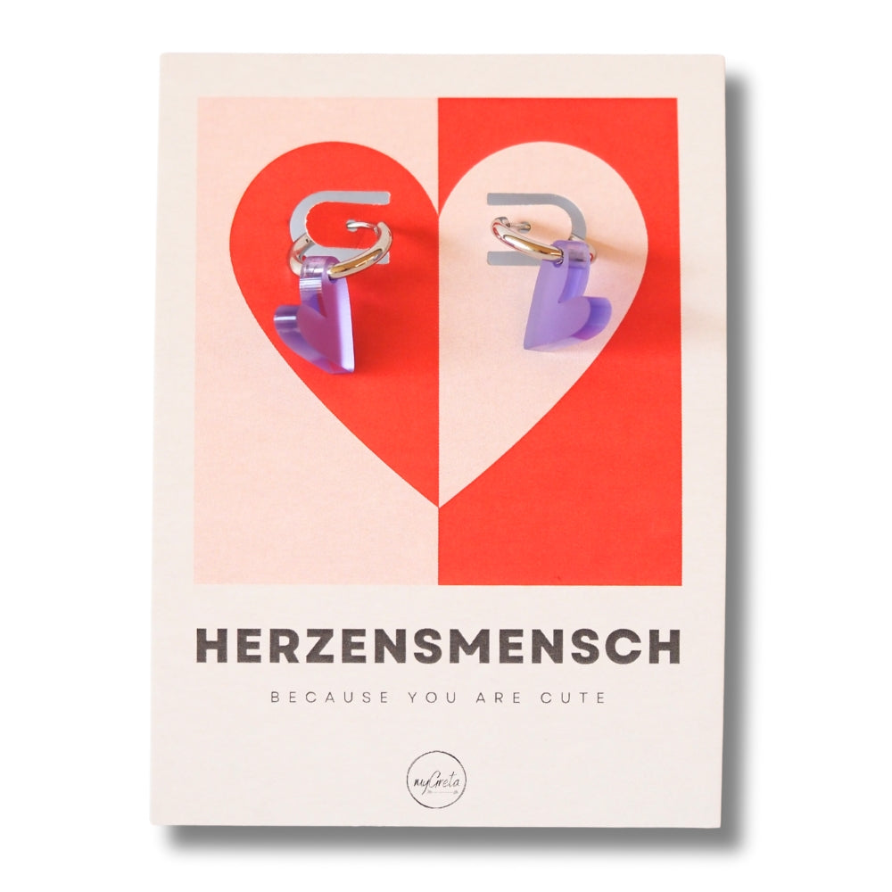 myGreta Creolen mit Herzanhänger aus Acryl – in Gold oder Silber