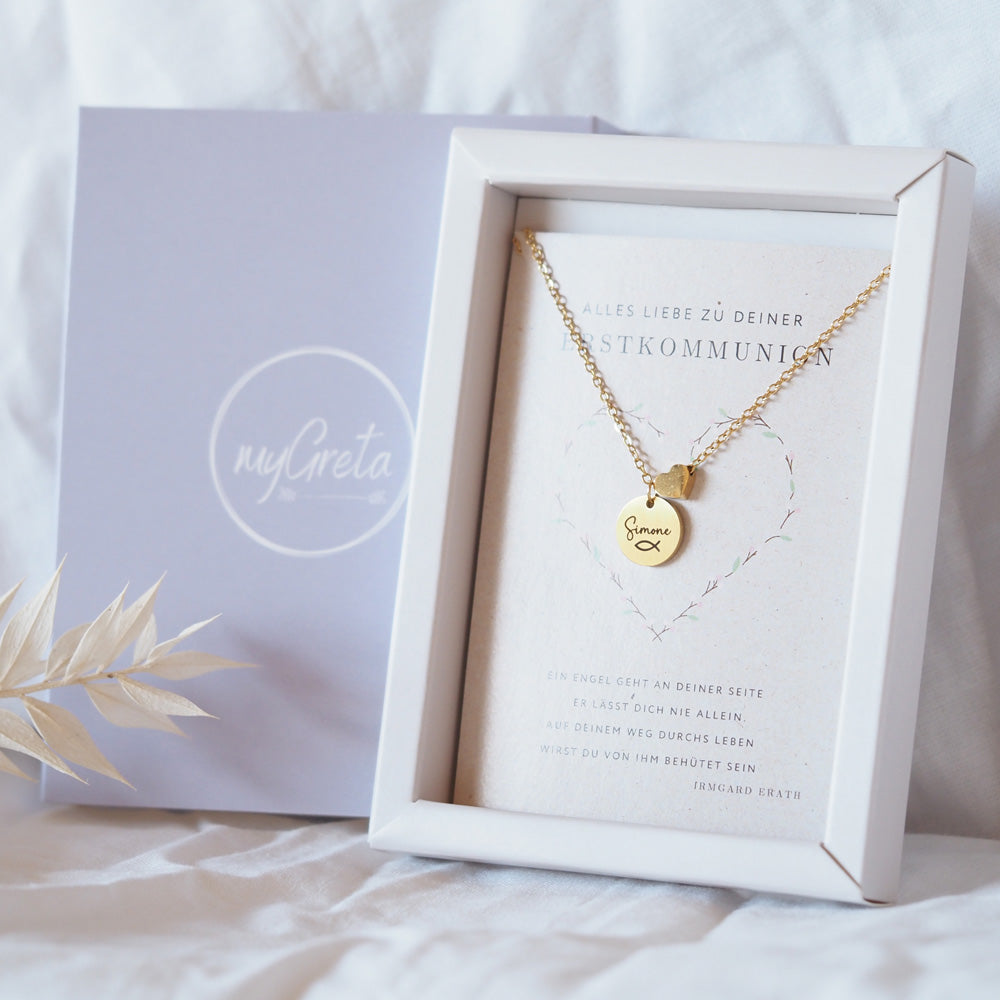 Edelstahlkette mit persönlicher Gravur und Herzanhänger