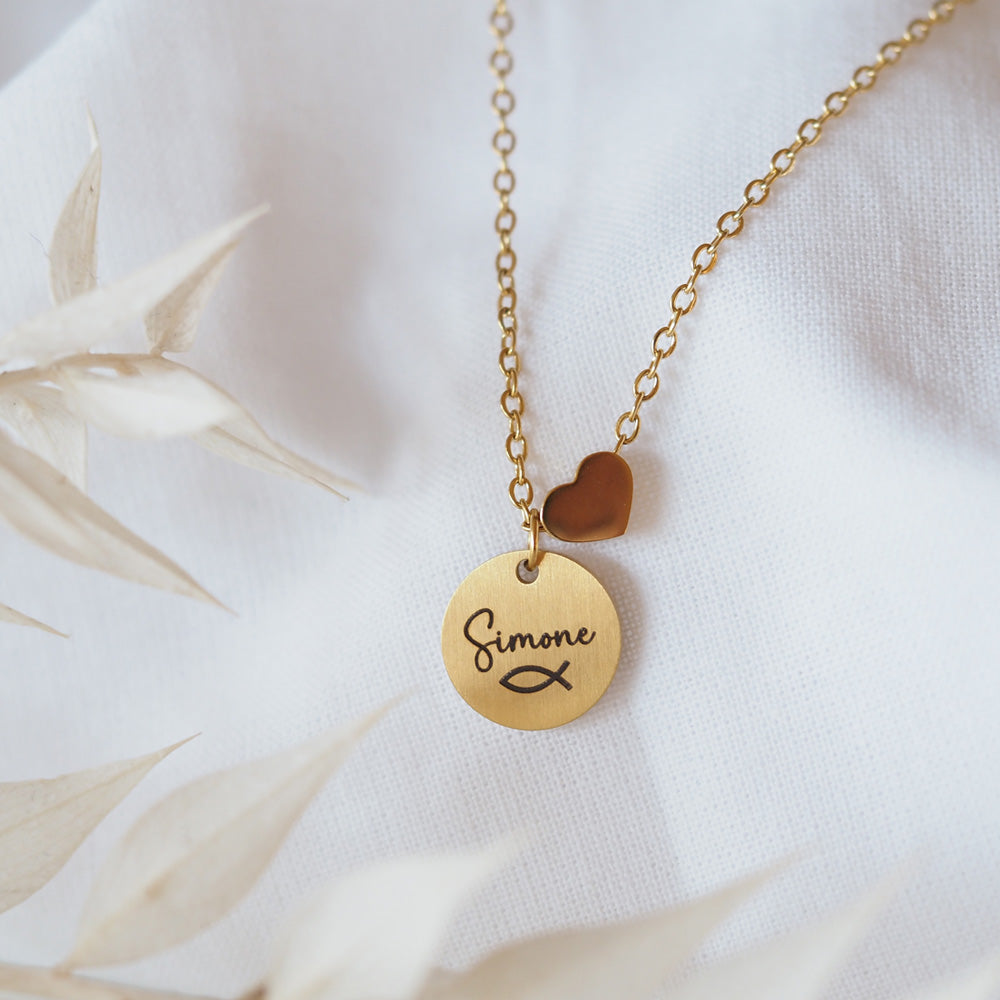 Edelstahlkette mit persönlicher Gravur und Herzanhänger