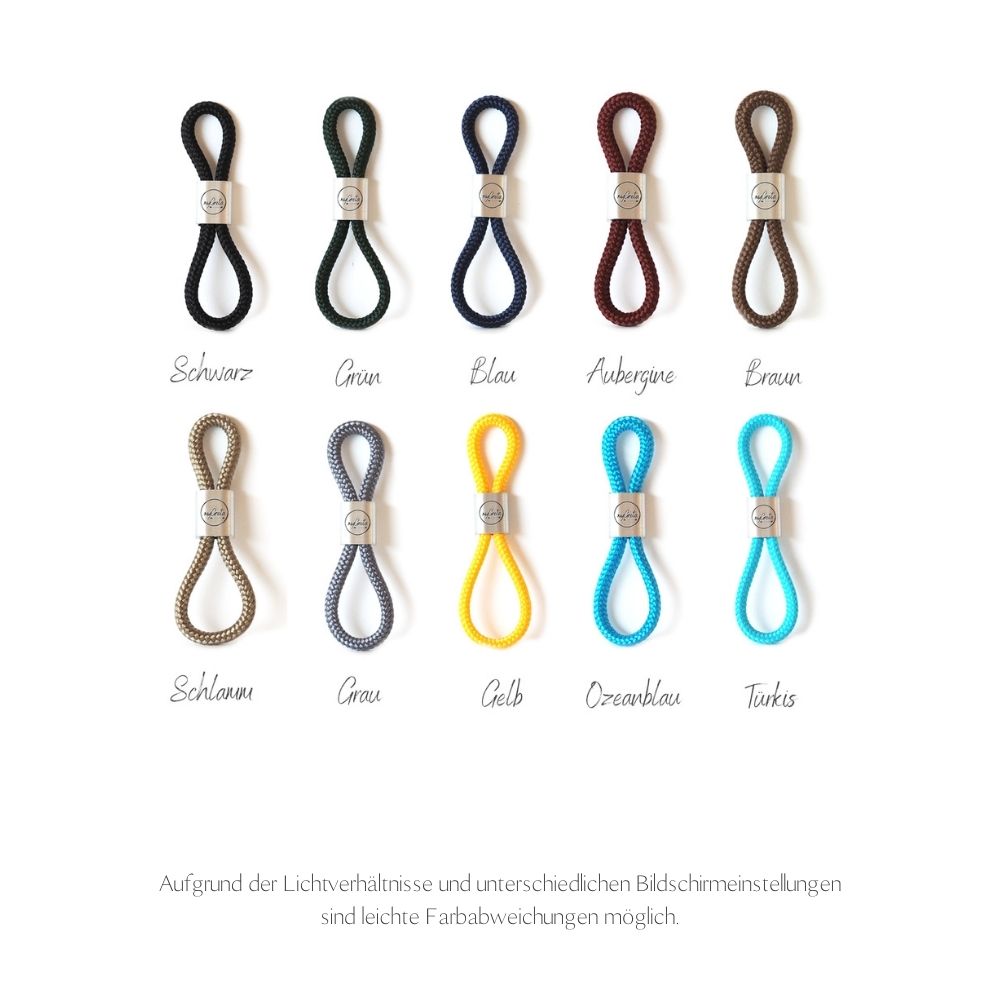 Personalisierbarer myGreta Schlüsselanhänger aus Edelstahl & Segeltau