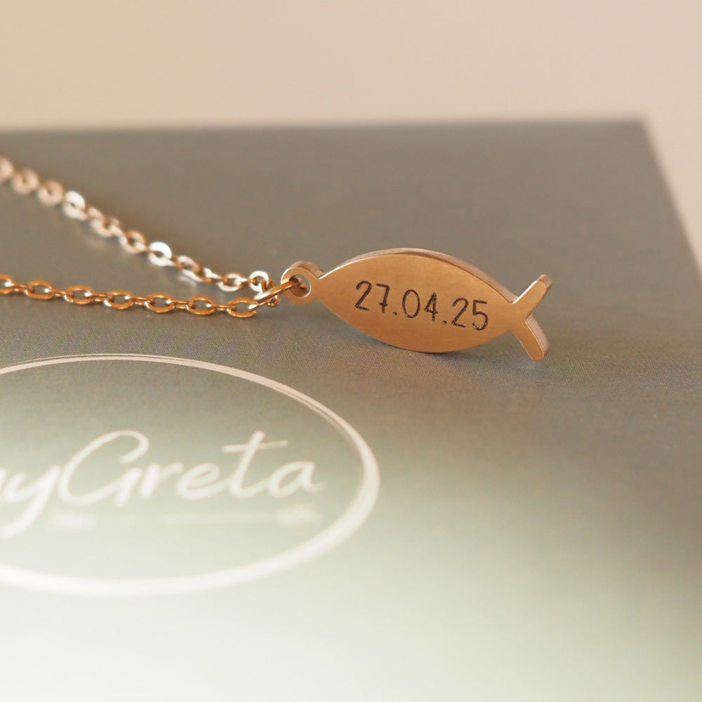 Edelstahlkette Fisch mit Wunschgravur – Das perfekte Geschenk zur Kommunion & Firmung