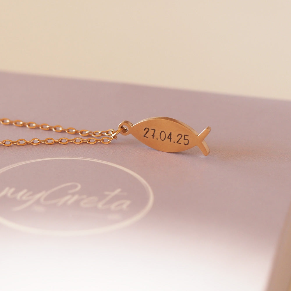 Edelstahlkette Fisch mit persönlicher Gravur