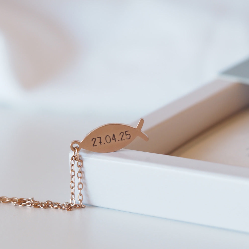 Edelstahlkette Fisch mit persönlicher Gravur