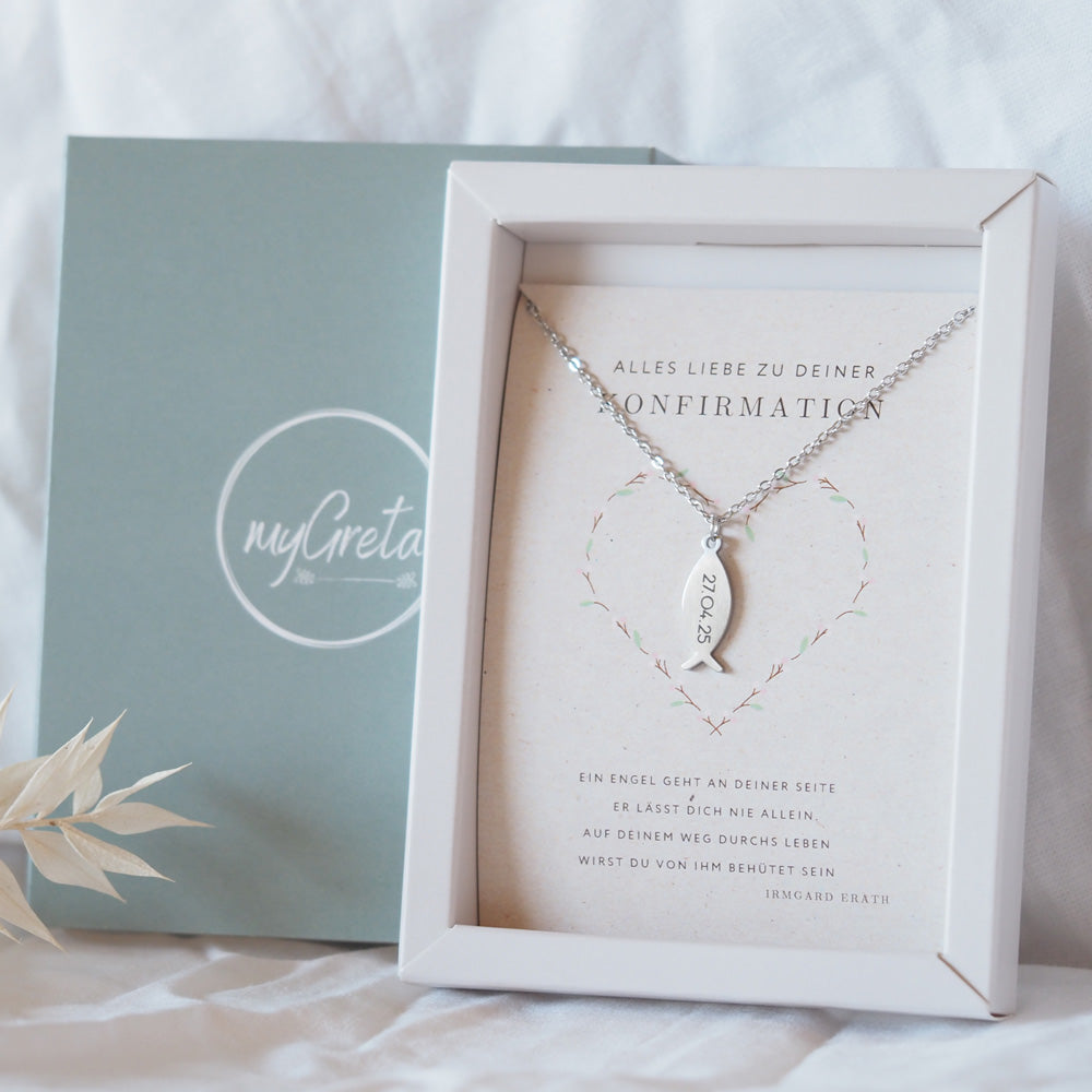 Edelstahlkette Fisch mit persönlicher Gravur