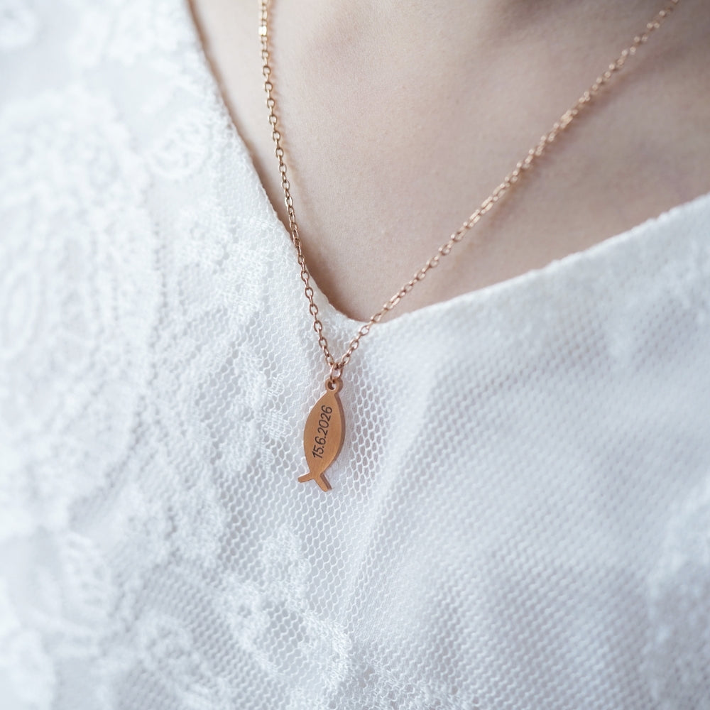 Edelstahlkette Fisch mit Wunschgravur – Das perfekte Geschenk zur Konfirmation & Taufe