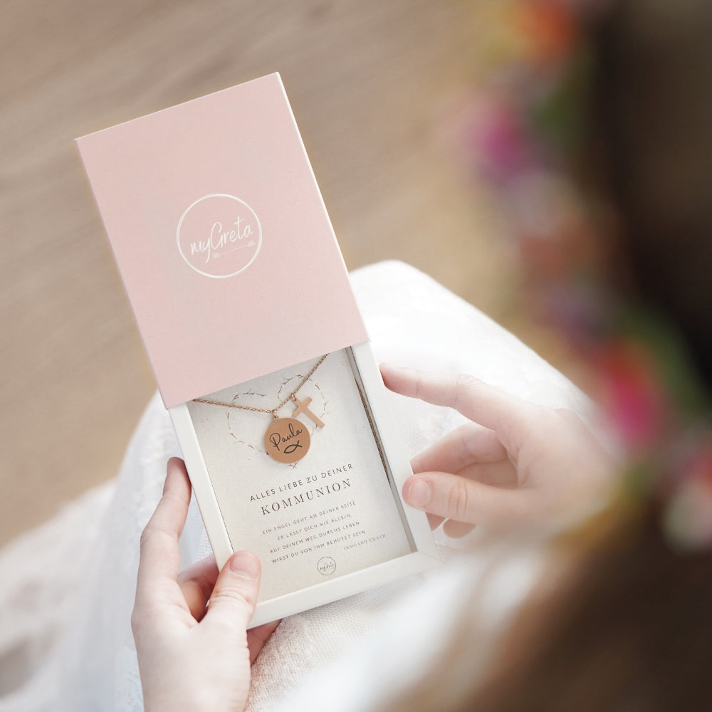 Edelstahlkette mit Kreuzanhänger & Wunschgravur – das perfekte Geschenk zur Kommunion und Konfirmation
