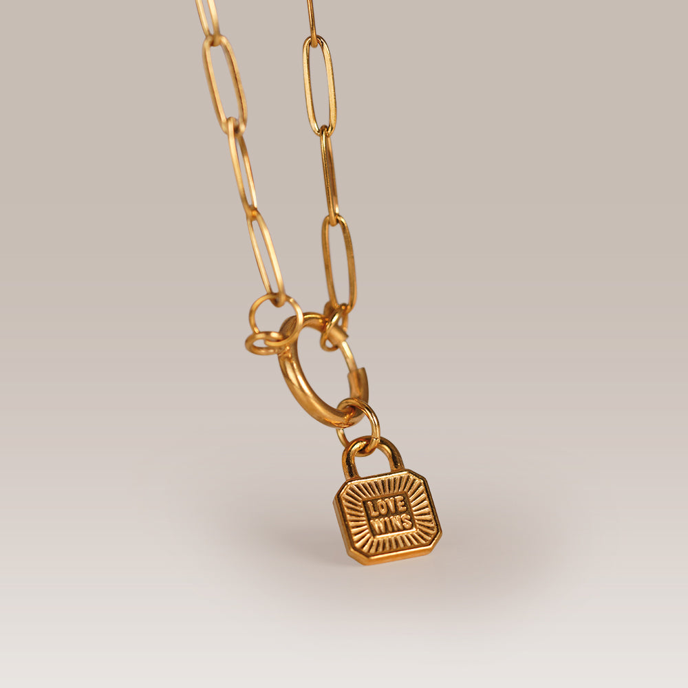 „Love Wins“ Kette aus Edelstahl mit Schloss-Anhänger – Dein Statement für Liebe & Vielfalt