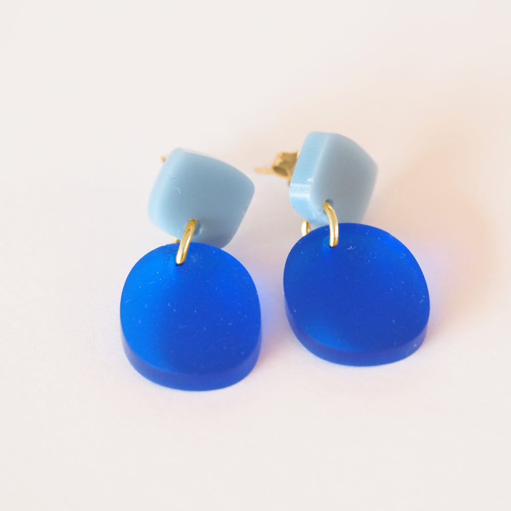 Acryl Statement Ohrhänger Kreis blau