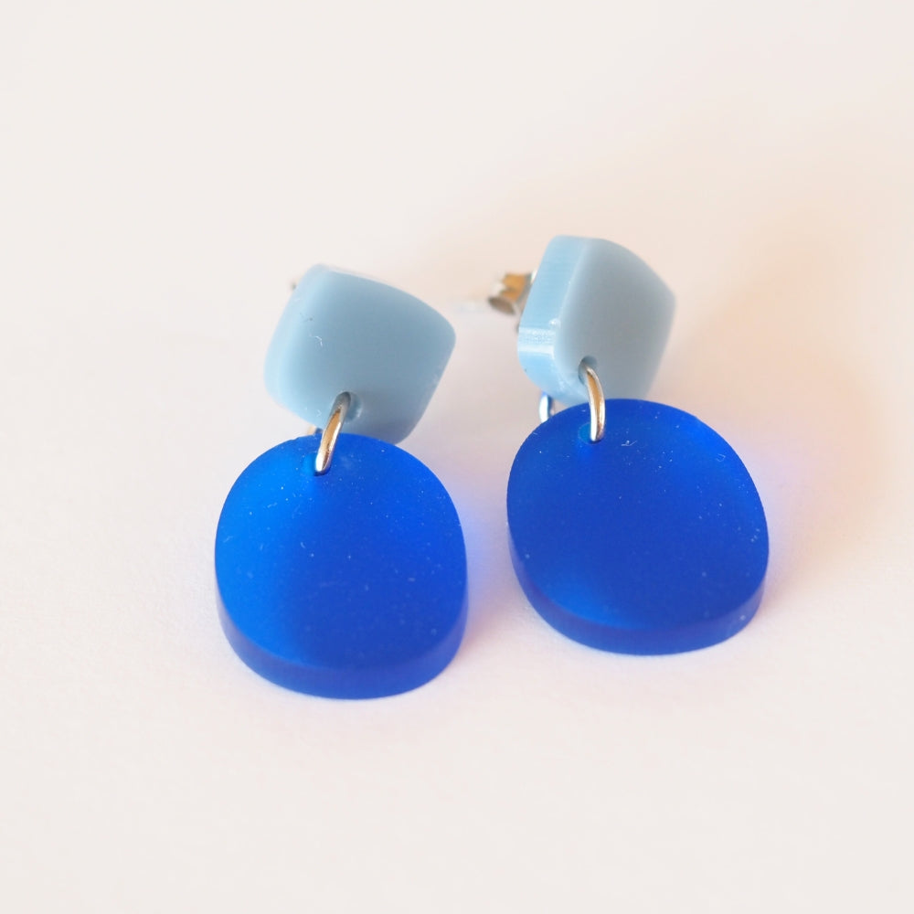 Acryl Statement Ohrhänger Kreis blau