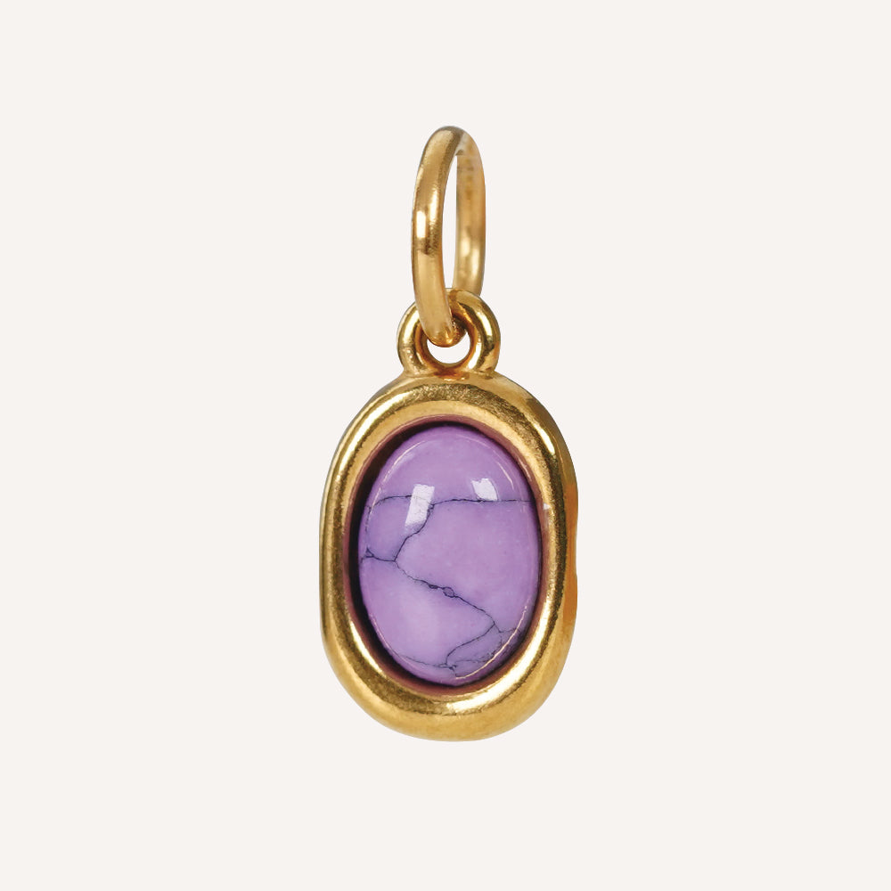 Edelstahl Anhänger lila Stein mit Fassung in gold & silber für Mix & Match - myGreta Charms