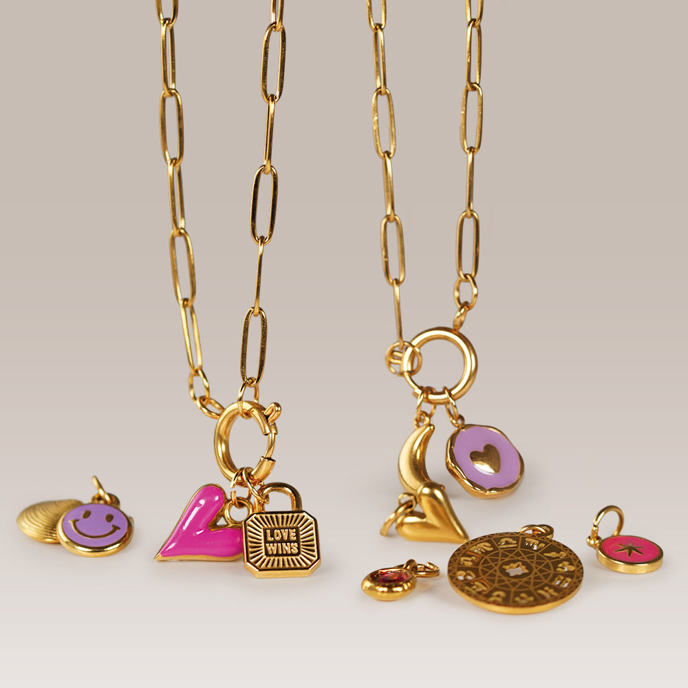 Edelstahl Anhänger Smiley gold für Mix & Match - myGreta Charms