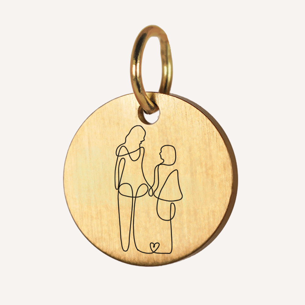 myGreta Signature Charm (limitierte Edition) Edelstahl-Anhänger mit Gravur Mutter und Tochter oder inneres Kind in Gold oder Silber