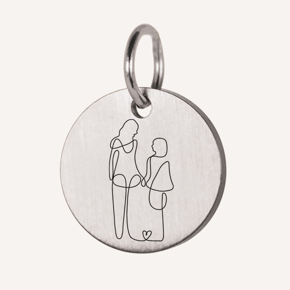 myGreta Signature Charm (limitierte Edition) Edelstahl-Anhänger mit Gravur Mutter und Tochter oder inneres Kind in Gold oder Silber