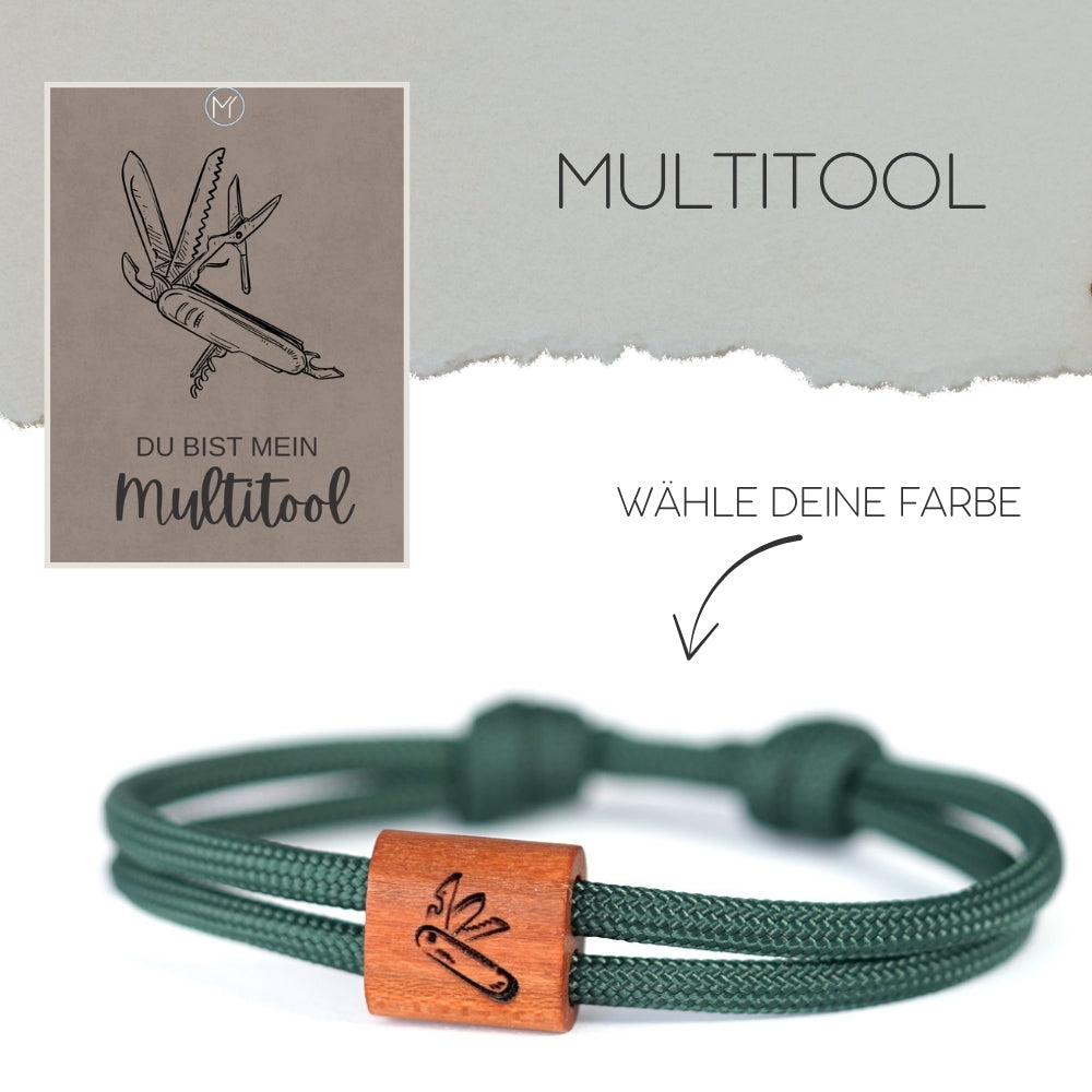 myjori Segeltau Holz Armband mit Multitool Gravur