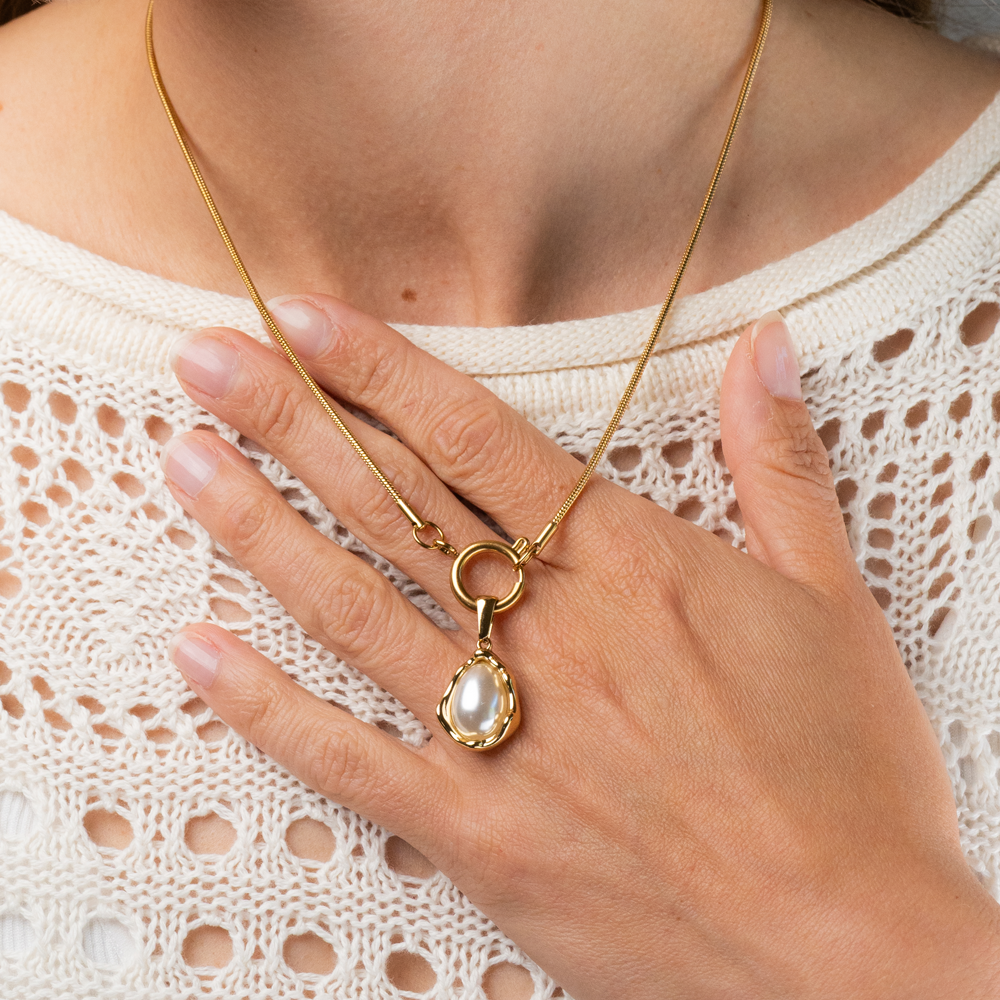 Edelstahl Anhänger weiße Perle gold & silber für Mix & Match - myGreta Charms