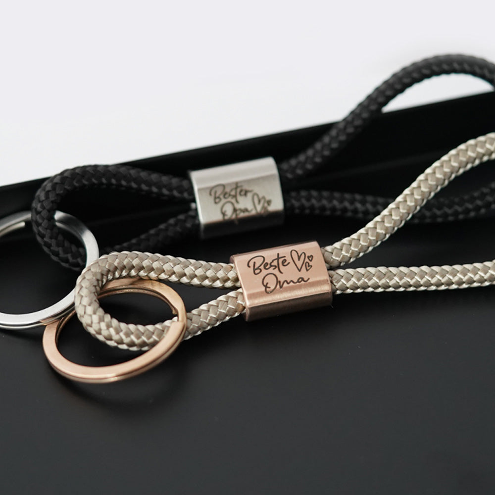 Hochwertiger Segeltau-Schlüsselanhänger mit Gravur – Perfektes Weihnachtsgeschenk für Opa