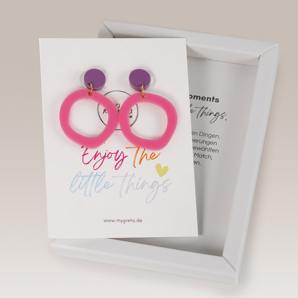 Moderne Statement Ohrringe – Pink & Lila Ohrhänger von myGreta
