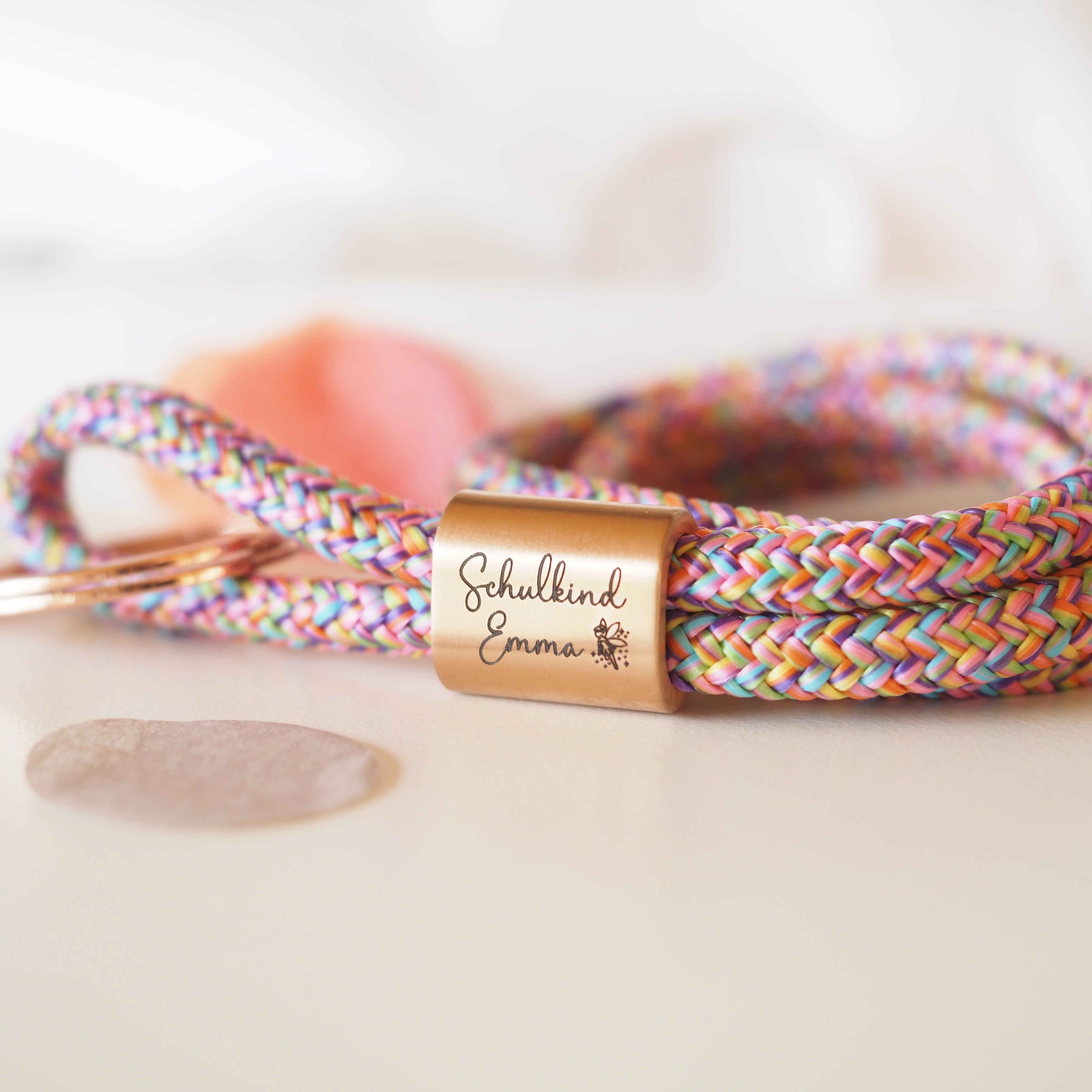 Segeltau Schlüsselband mit personalisiertem Edelstahlschieber