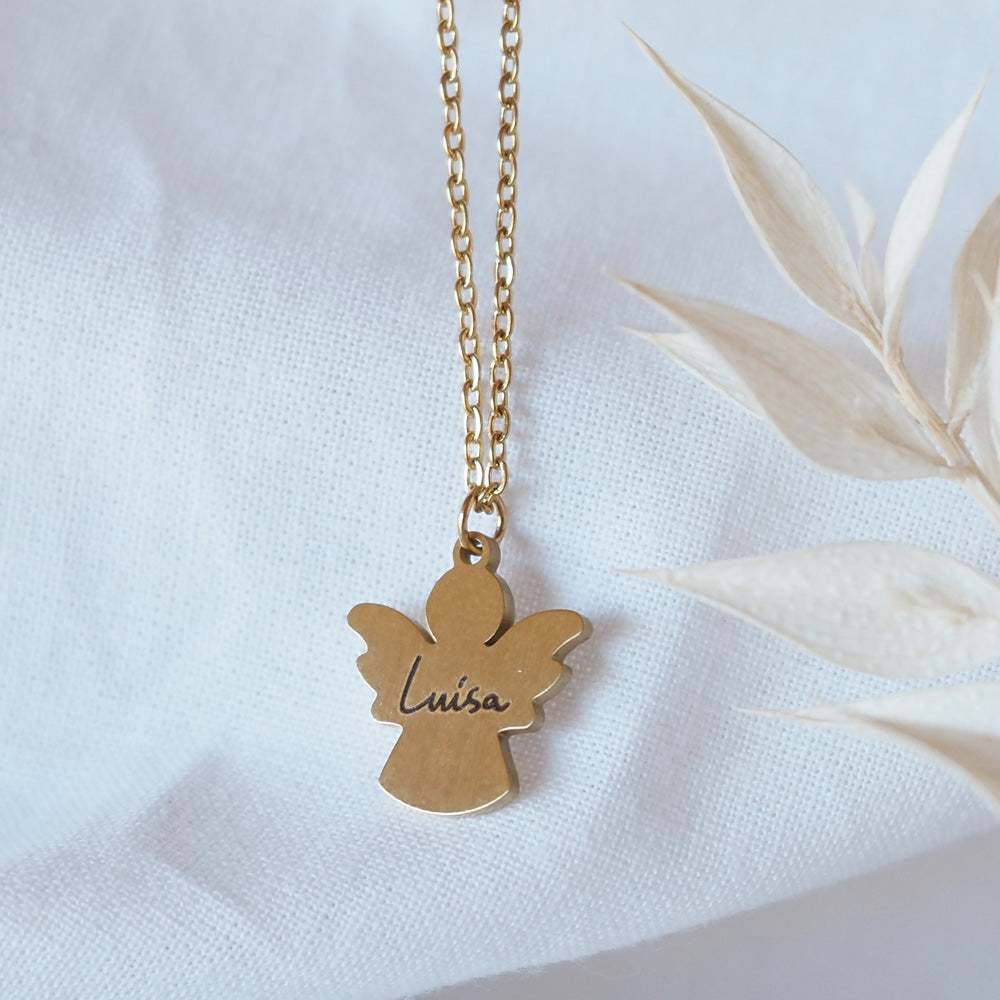 Edelstahlkette Schutzengel mit persönlicher Gravur