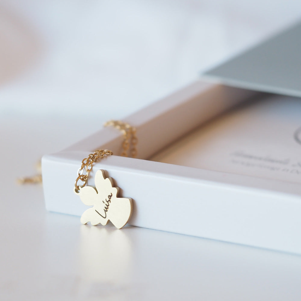 Edelstahlkette Schutzengel mit persönlicher Gravur