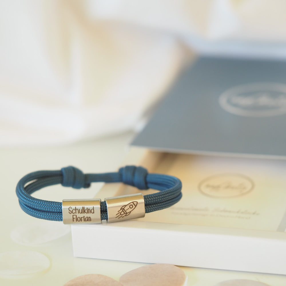 Segeltauarmband Schulkind mit persönlicher Gravur