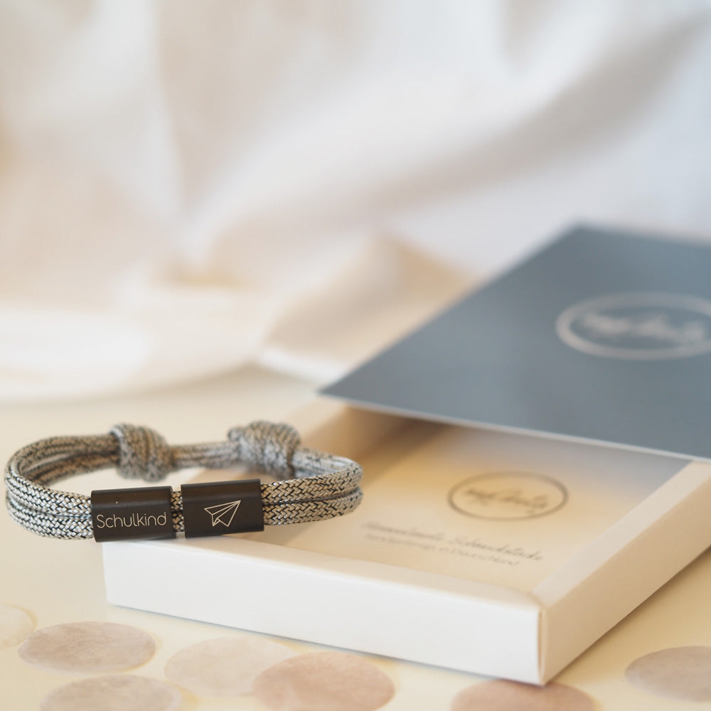 Segeltauarmband Schulkind mit persönlicher Gravur