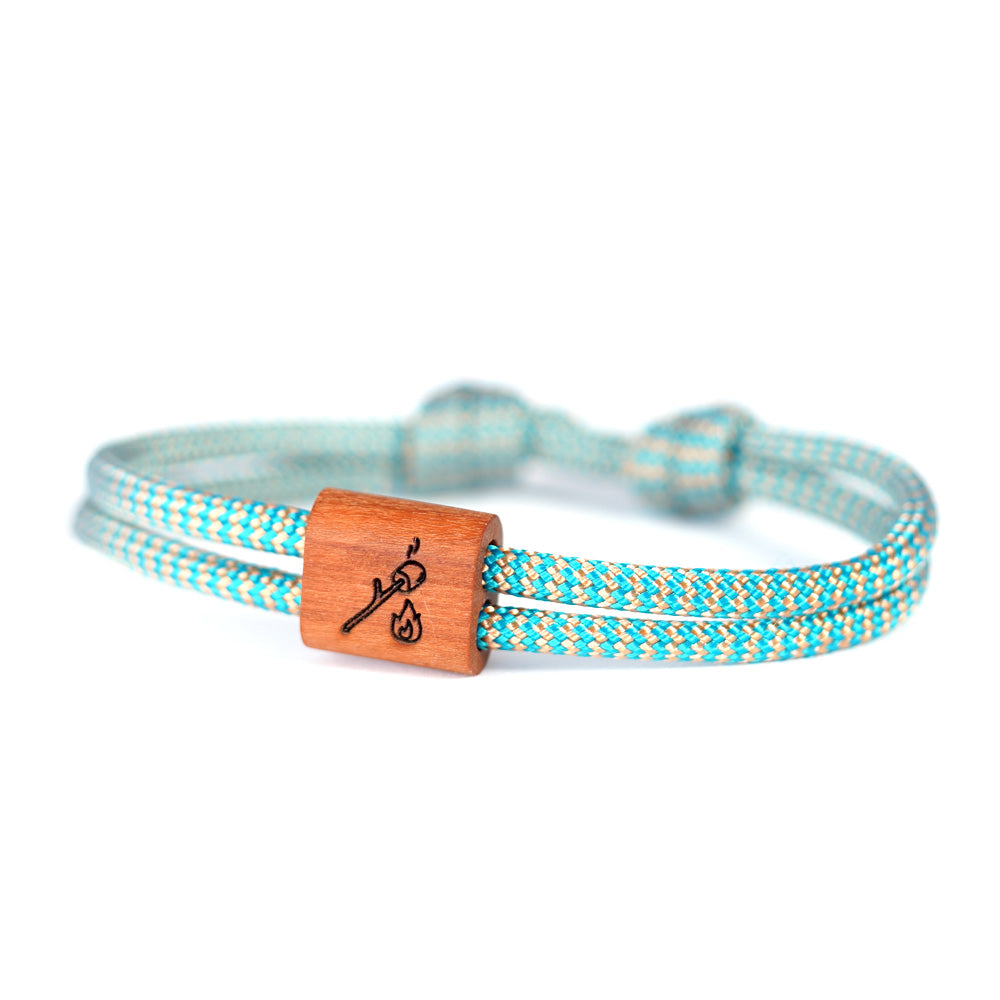 myjori Segeltau Holz Armband mit Lagerfeuer Stockbrot Gravur