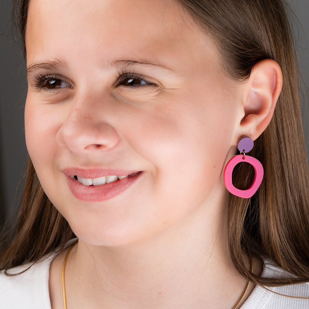 Moderne Statement Ohrringe – Pink & Lila Ohrhänger von myGreta