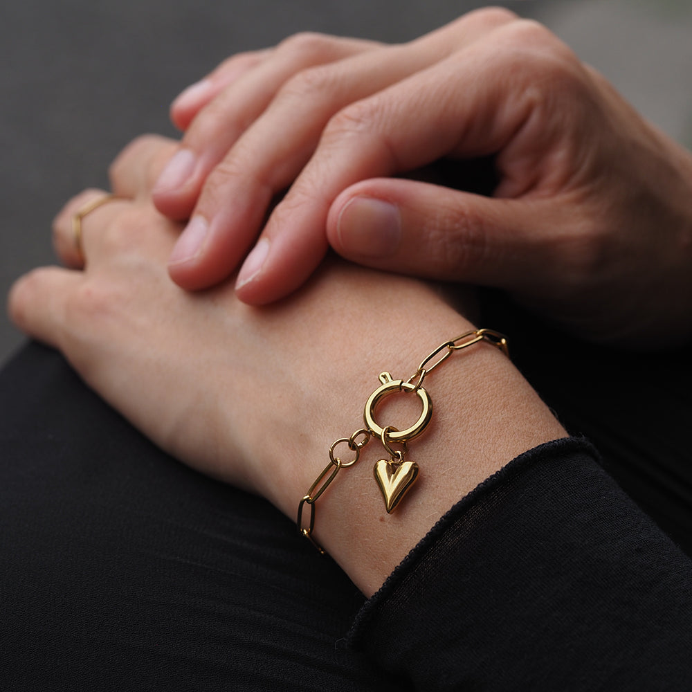Edelstahl Anhänger für Armkettchen Herz gold & silber
