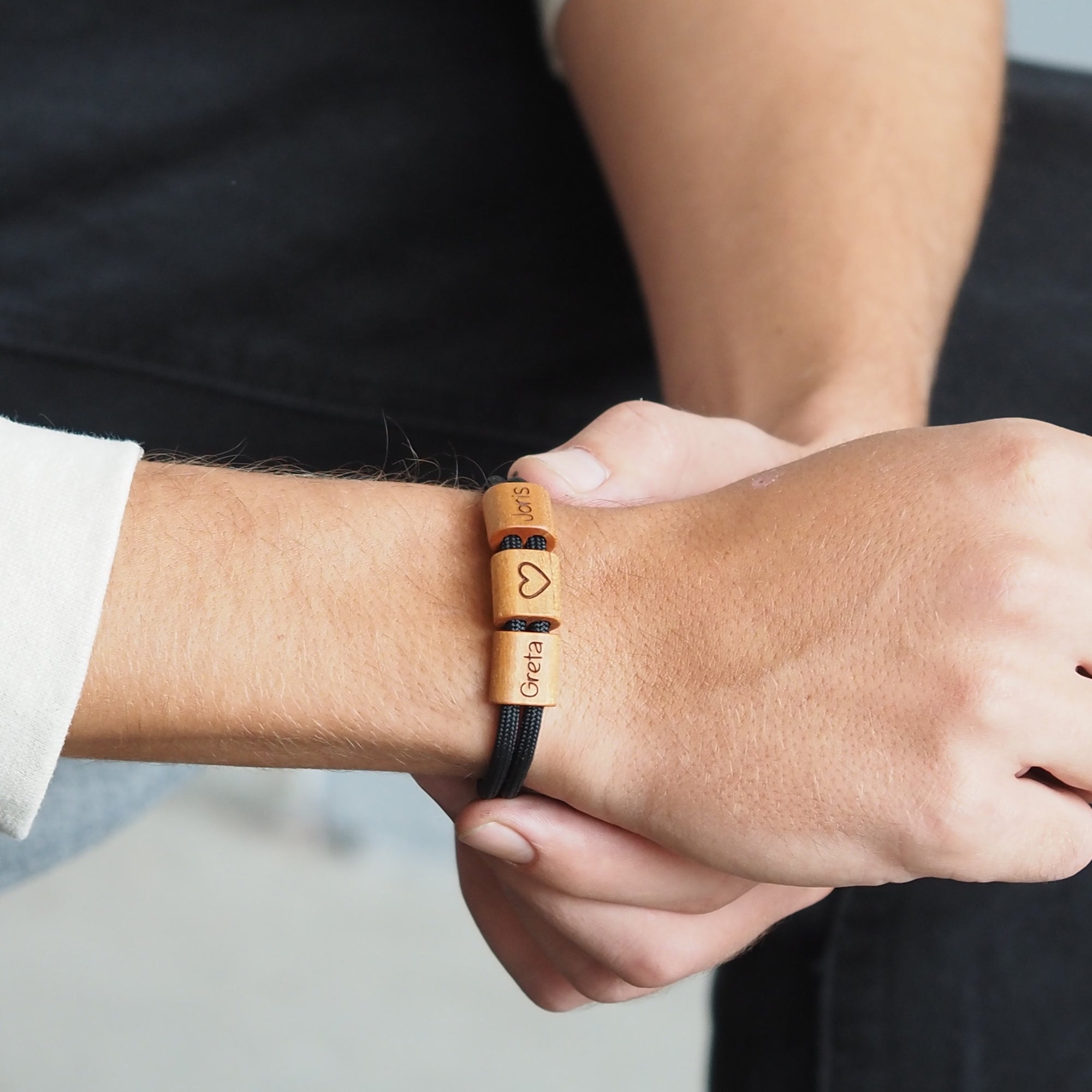 myjori Holz Segeltau Armband für Männer mit Wunschgravur