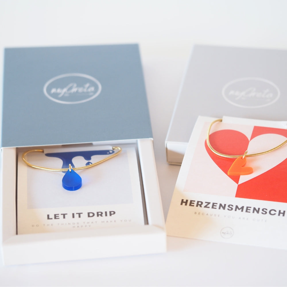 myGreta Edelstahlkette mit Herzanhänger aus Acryl – in Gold oder Silber