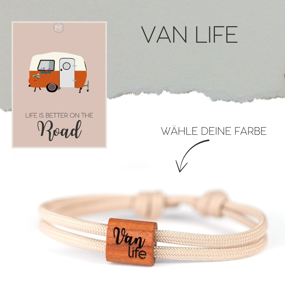 myjori Segeltau Holz Armband Van Life mit Camper Gravur