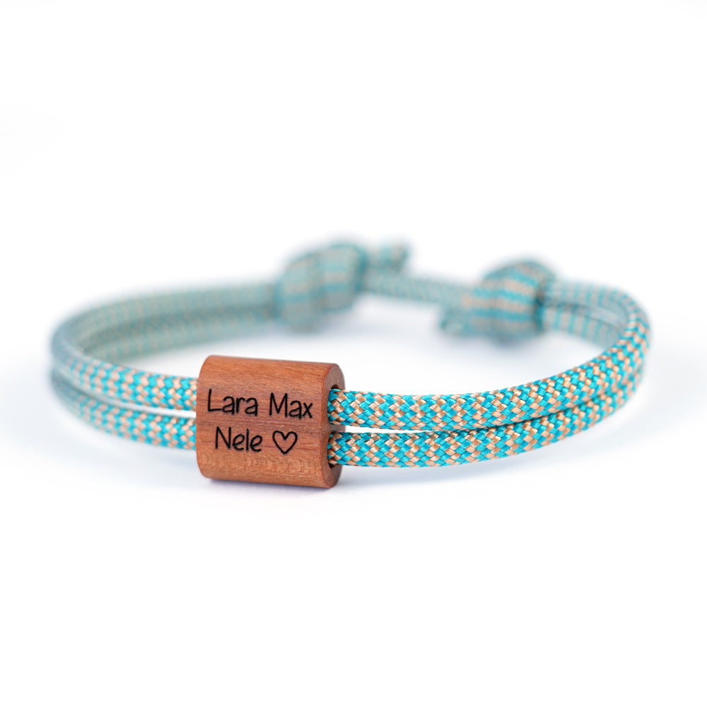 myjori Holz Segeltau Armband mit Wunschnamen