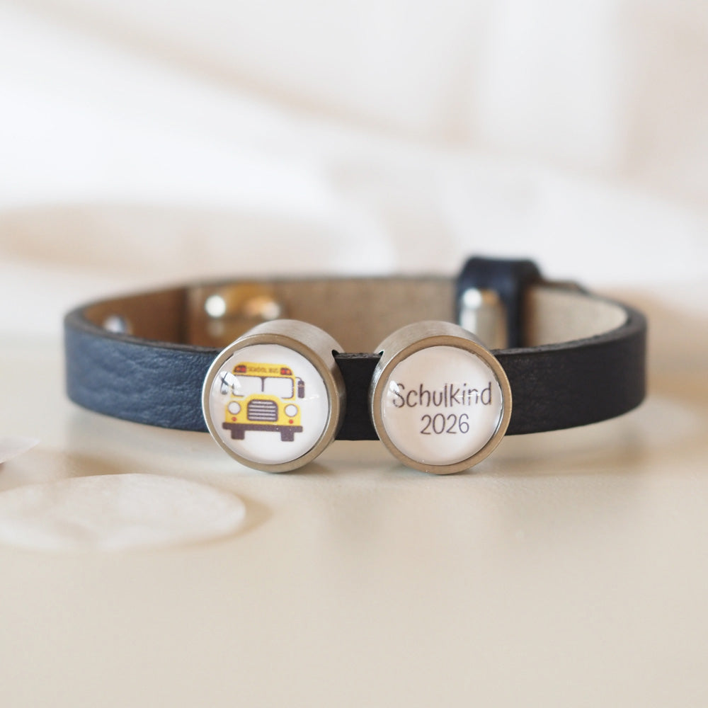 Kinder Lederarmband personalisiert mit Schiebeperlen  – Einzigartiges Geschenk von myGreta zur Einschulung