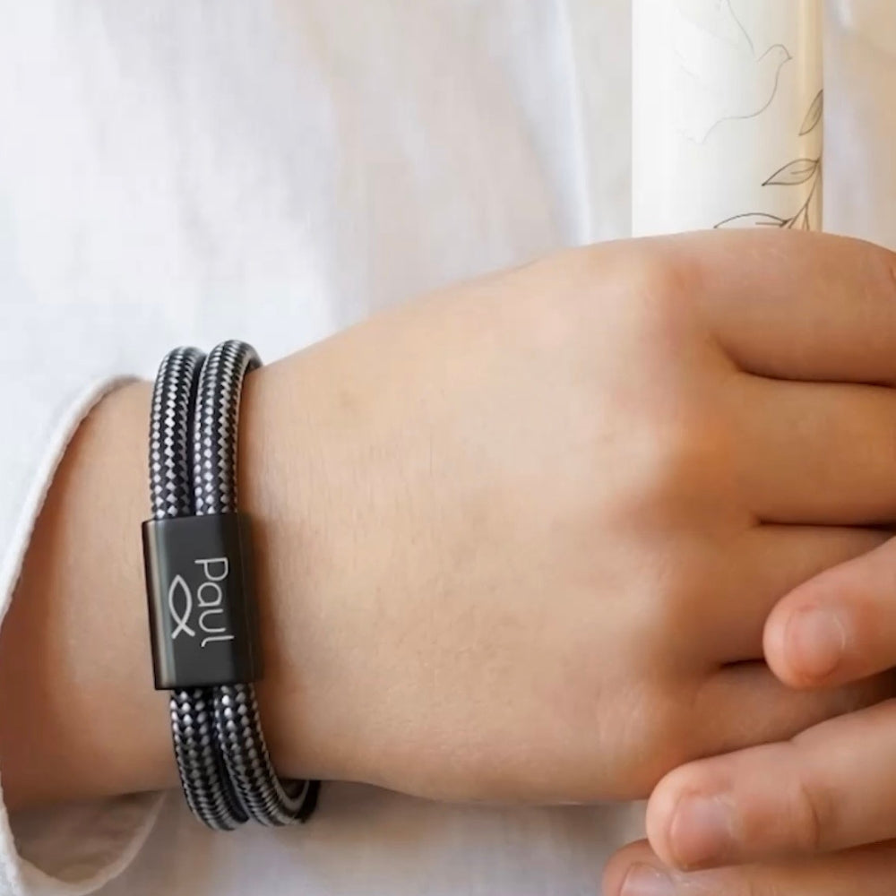 Kinder-Segeltauarmband mit Wunschgravur – Individuelles Geschenk zur Konfirmation & Kommunion