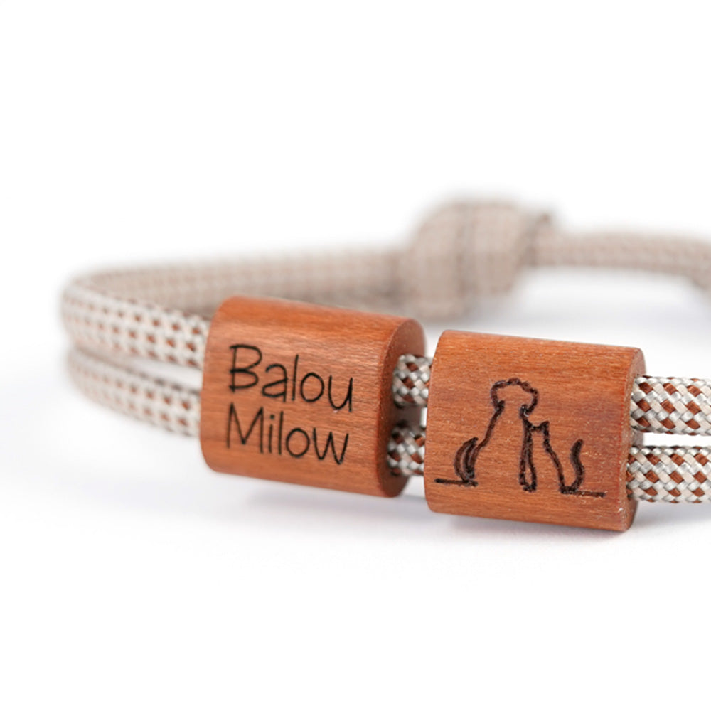 myjori Holz Segeltau Armband Hund & Katze individuelle Gravur