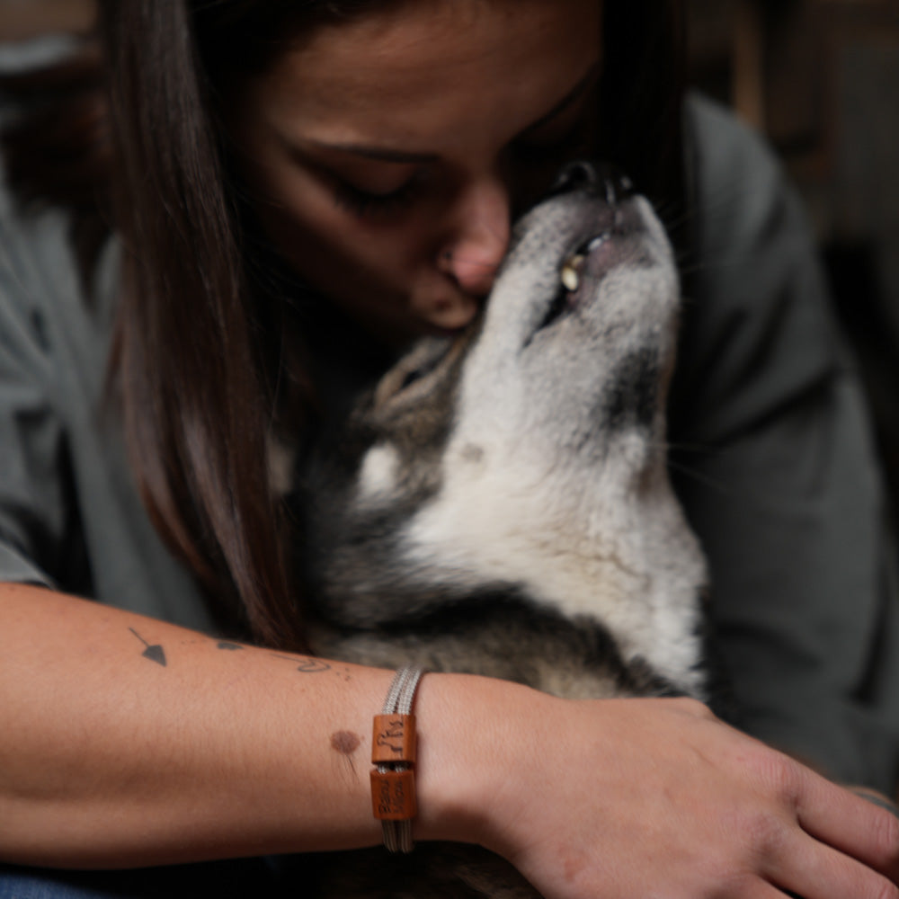 myjori Holz Segeltau Armband Hund & Katze individuelle Gravur