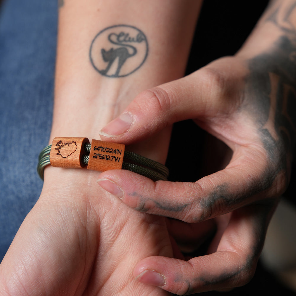 myjori Holz Segeltau Armband mit Wunschgravur
